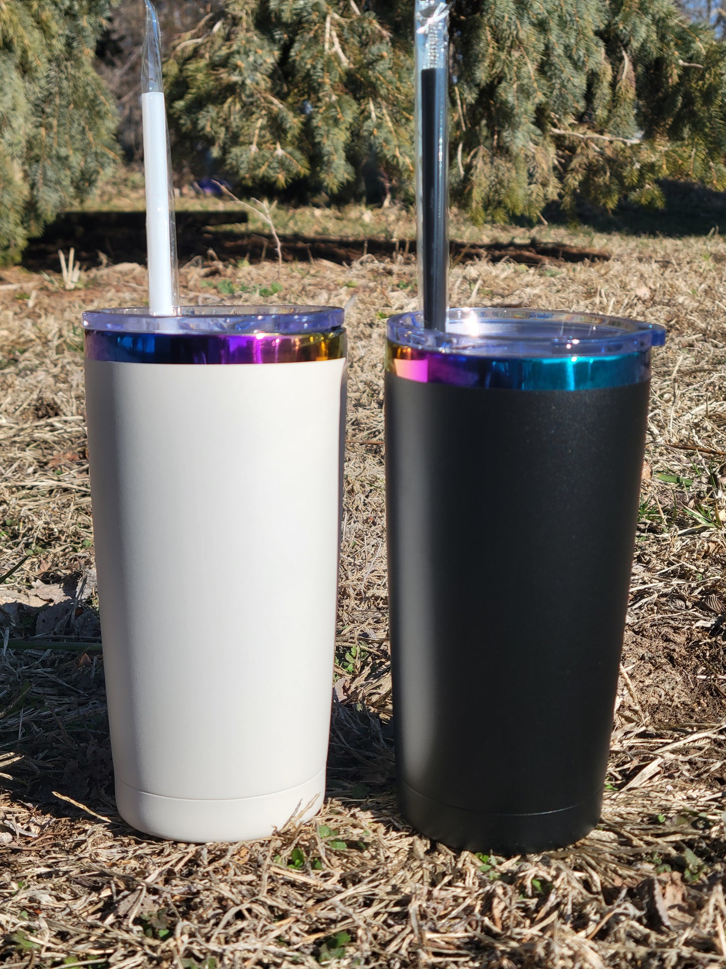 20oz Rainbow Powder-Coated Stainless Steel Tumbler for Engraving, Epoxy, and Crafting (NOT Sublimation) - Ready to Ship
