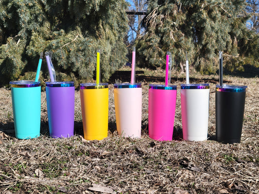PREORDER 20oz Rainbow Powder Coated Stainless Steel Tumbler for Engraving, Stripping, Epoxy, etc. (NOT Sublimation) Ready to Ship (RTS)