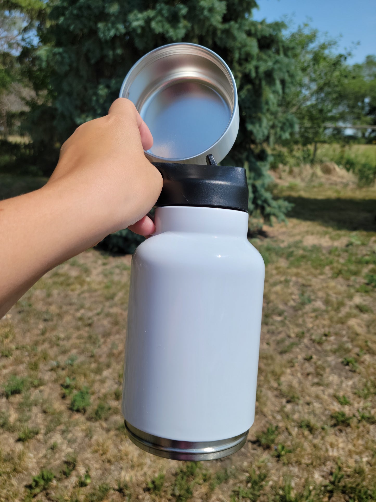 32oz Sippy-Style Sports Stainless Steel Tumbler with Detachable Pet Bowl | Sublimation-Ready | Ready to Ship (RTS)