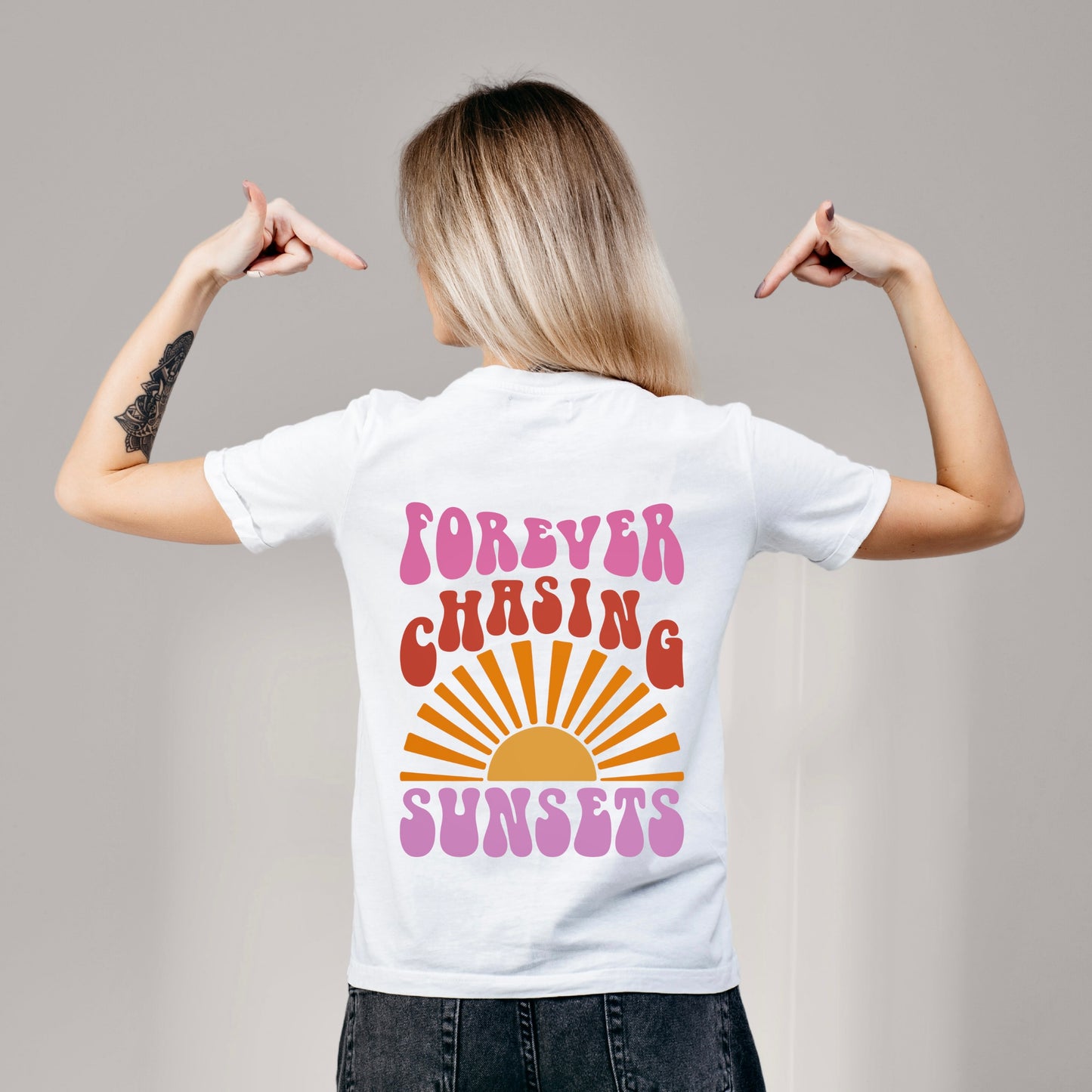 Forever Chasing Sunsets DTF Transfer Design