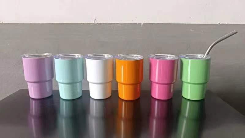 Sublimation or Laser Engraving Mini Shot Glass Tumbler with lid and straw  RTS