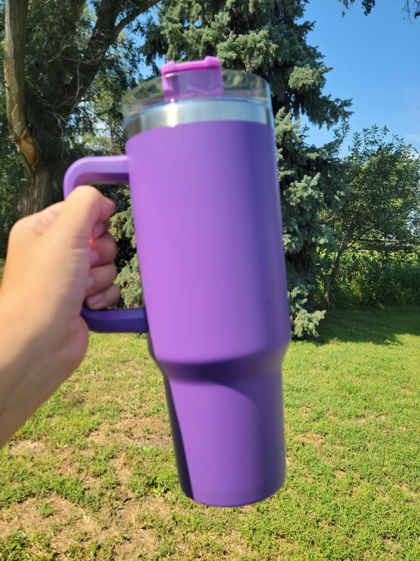 40oz Powder Coated Stainless Steel Tumbler with Handle | Engraving, Stripping, Epoxy Applications | NOT for Sublimation | Ready to Ship (RTS)