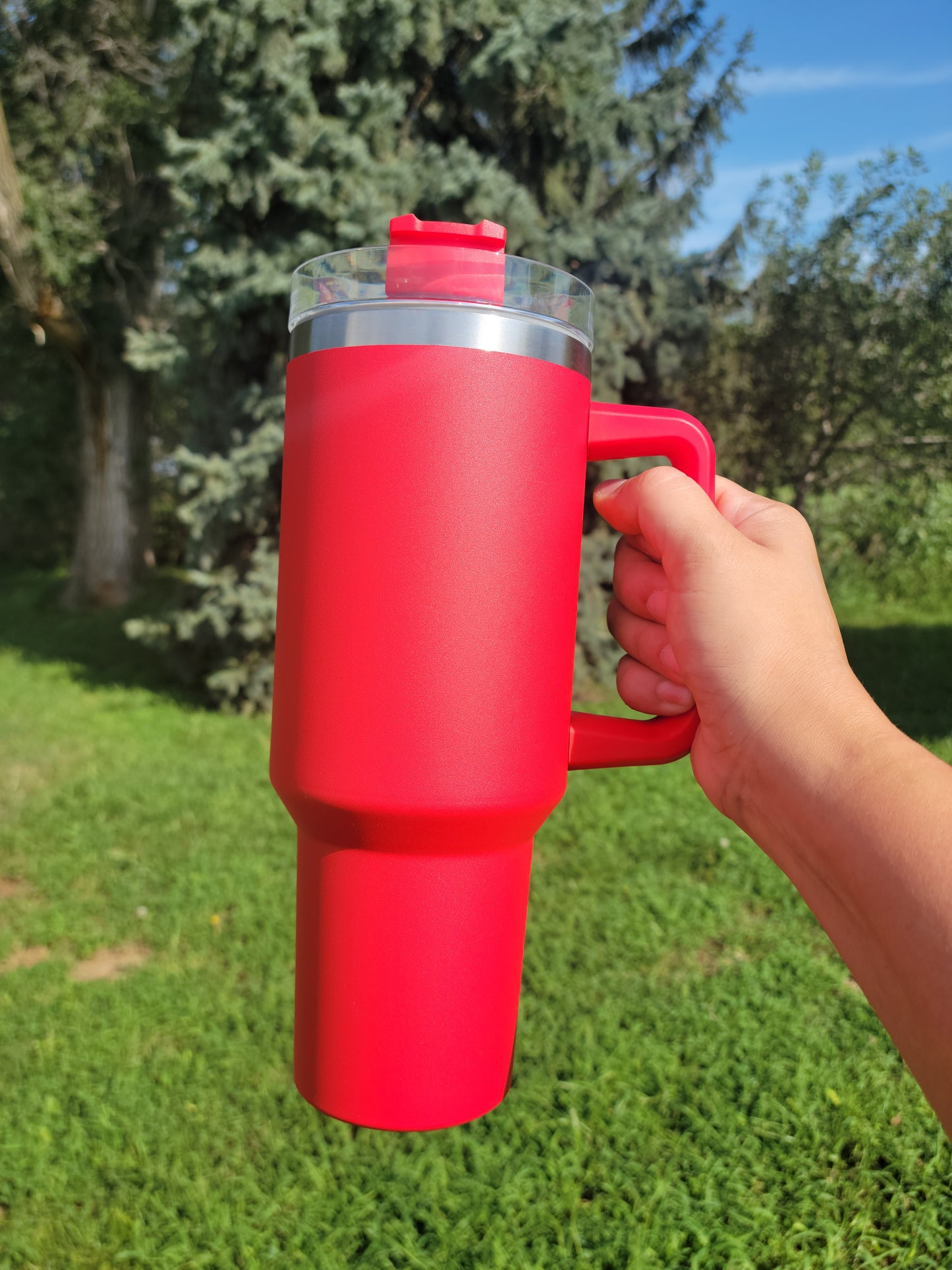 40oz Powder Coated Stainless Steel Tumbler with Handle | Engraving, Stripping, Epoxy Applications | NOT for Sublimation | Ready to Ship (RTS)