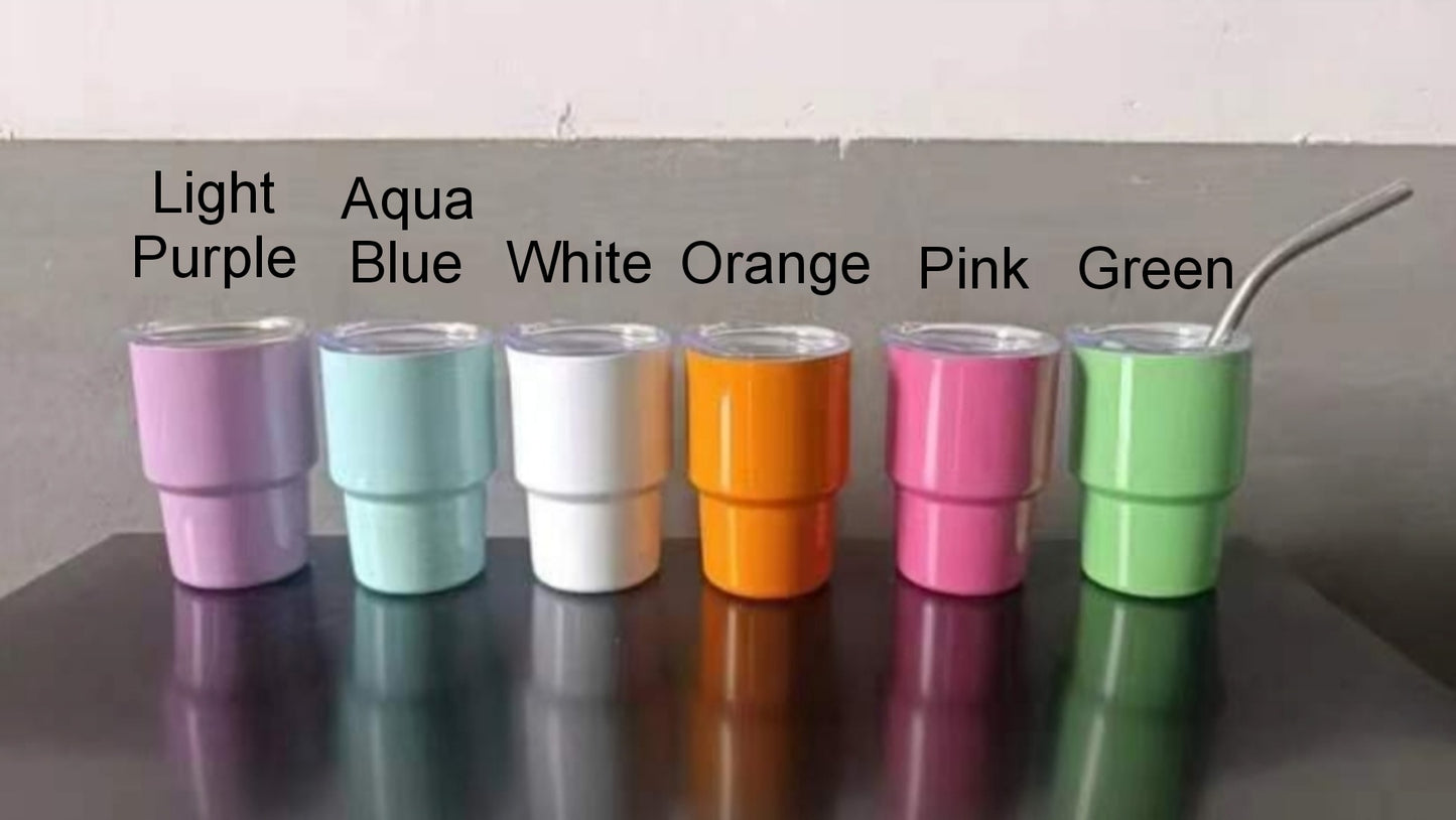 Sublimation or Laser Engraving Mini "Shot Glass" Tumbler with lid and straw RTS