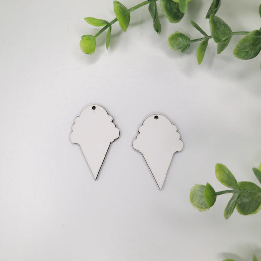 Sublimation hardboard blanks, 1.5" ice cream cone sublimation blanks, ice cream earring blanks for sublimation