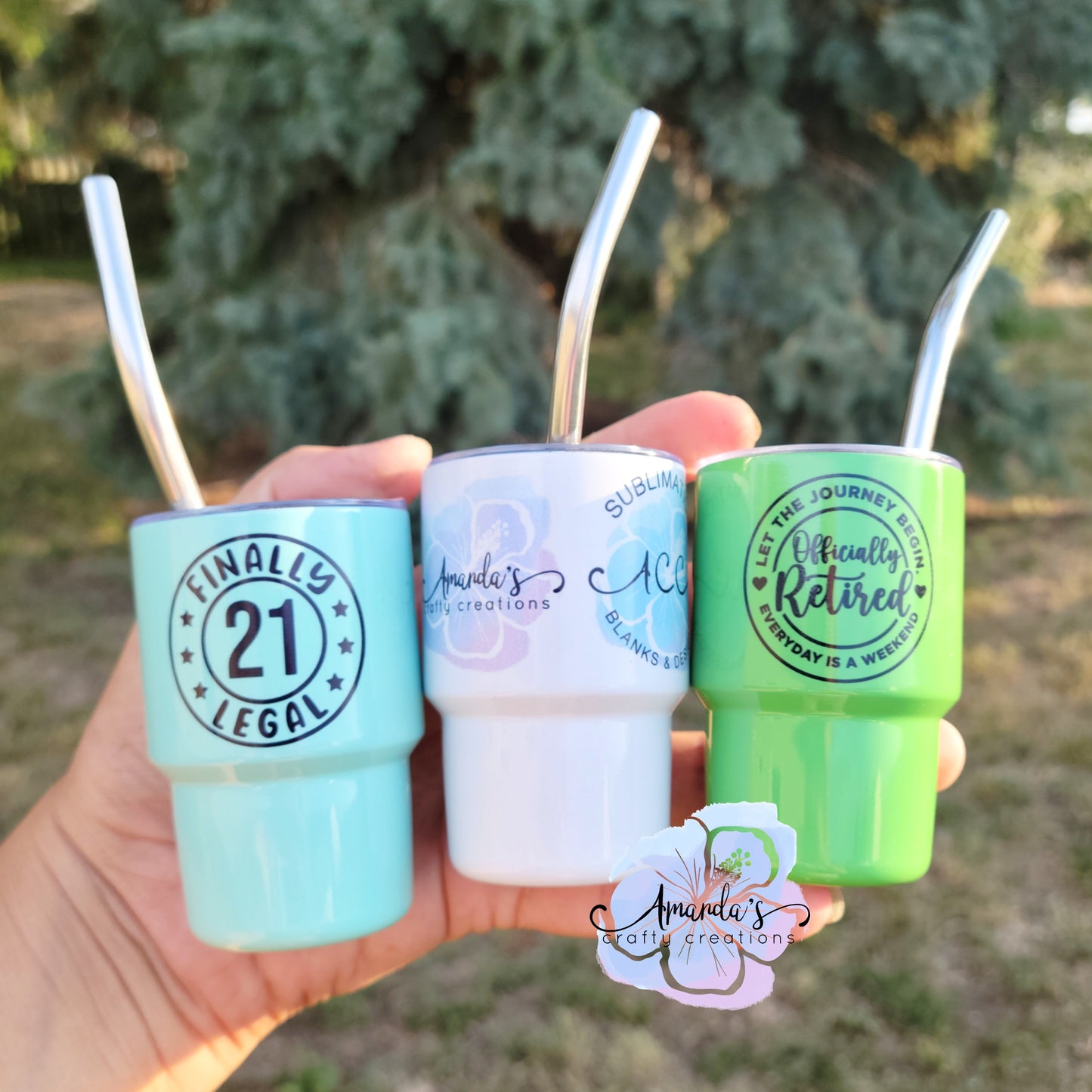 Sublimation or Laser Engraving Mini "Shot Glass" Tumbler with lid and straw RTS