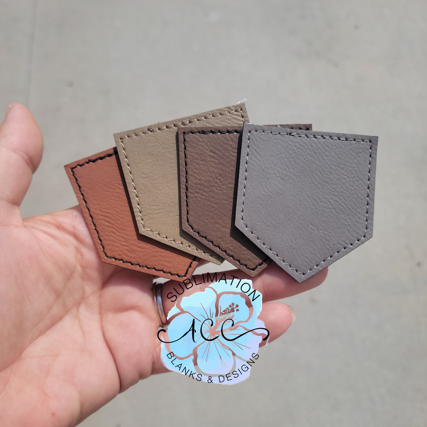 Laserable leatherette hat patches, laser friendly leatherette hat patches, patches for hats, engraveable patches with adhesive RTS