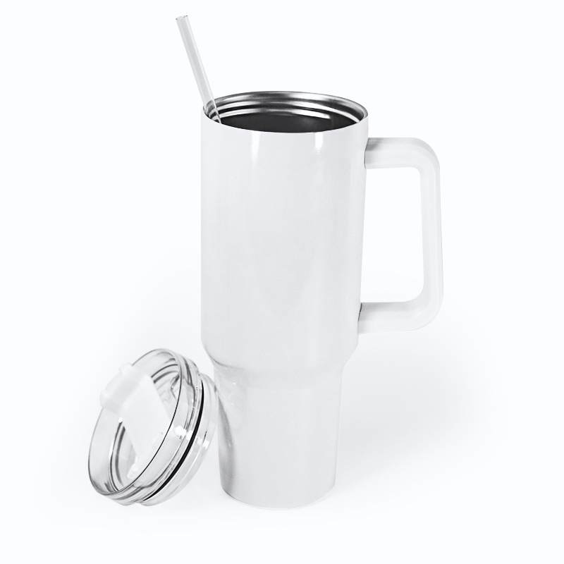40oz Sublimation Blank Tumbler with Handle - Customizable Handle Colors - Ready to Ship (RTS)