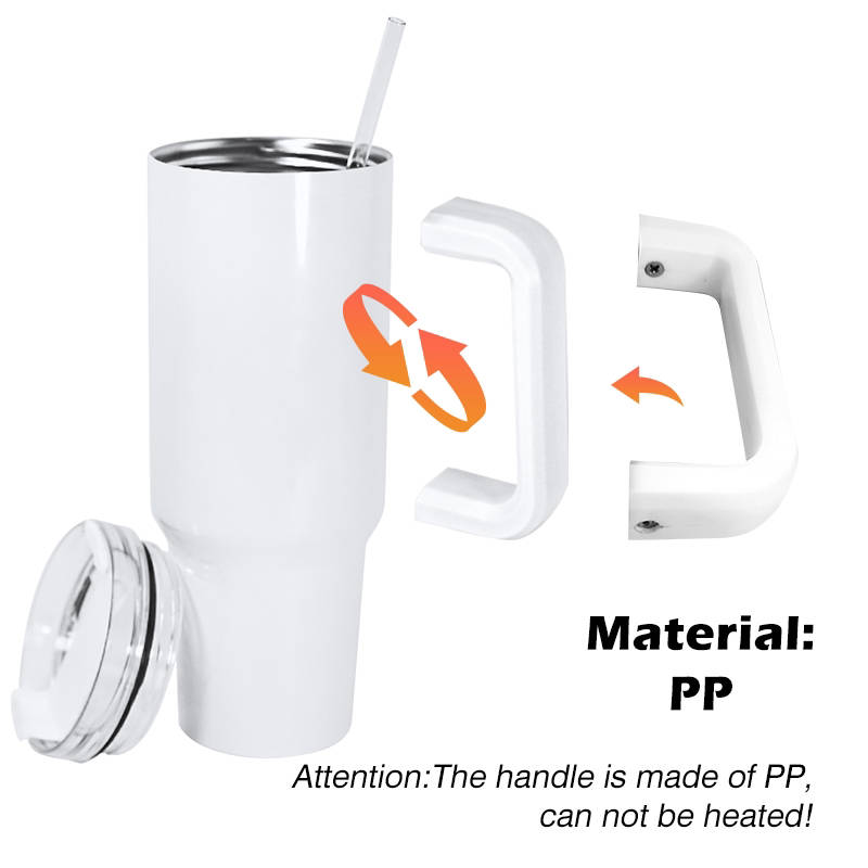 40oz Sublimation Blank Tumbler with Handle - Customizable Handle Colors - Ready to Ship (RTS)