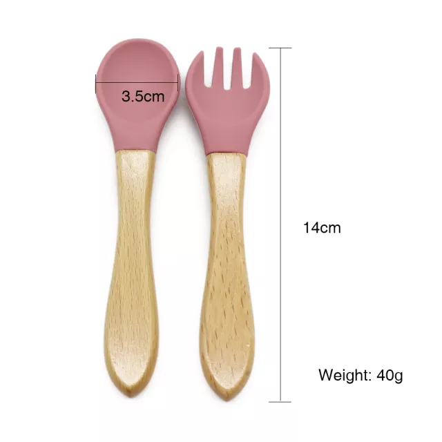Fork & Spoon set, Silicone and wood handle silverware set, spoon and fork set, silverware for engraving, engraving blanks