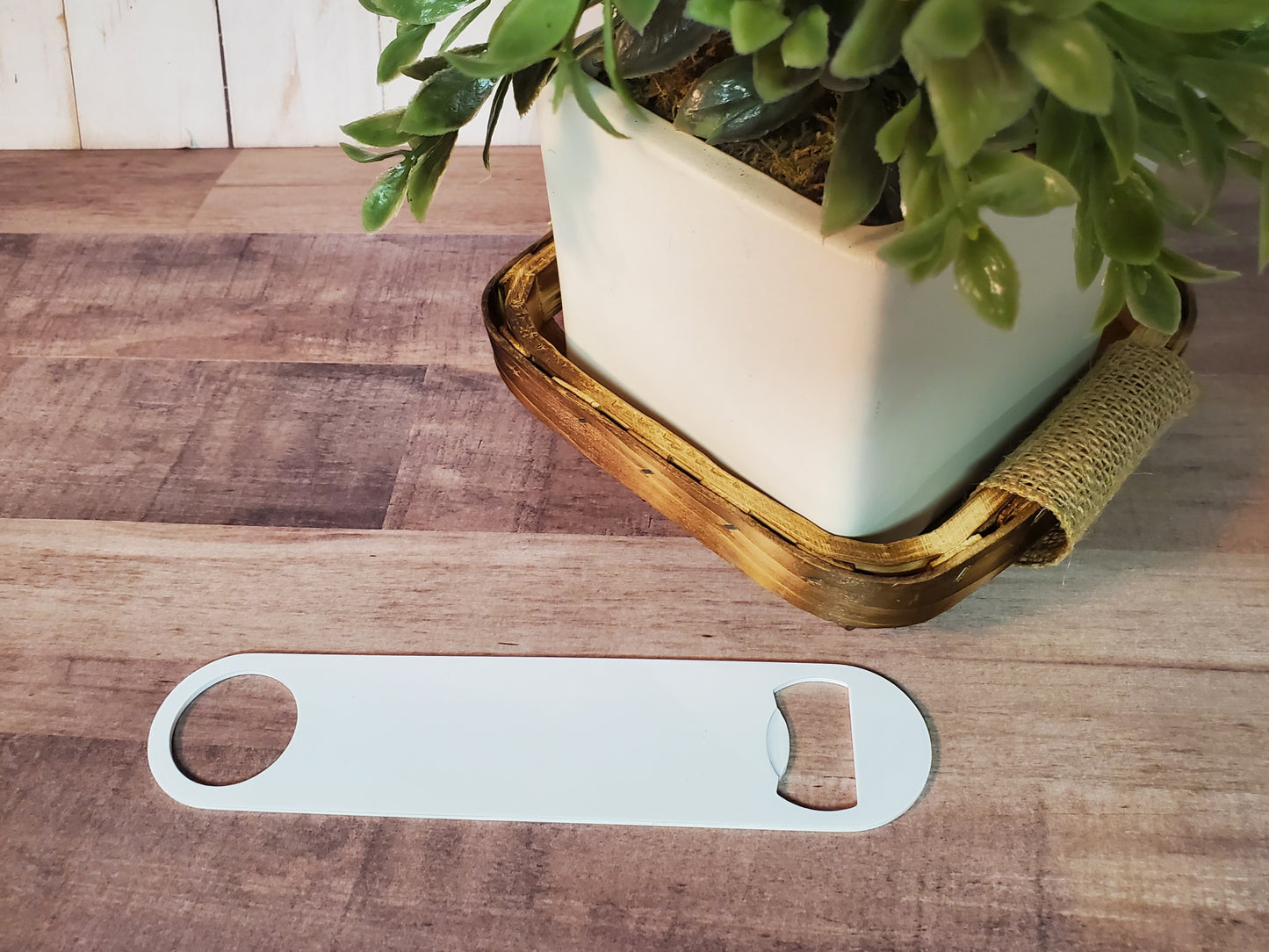 Sublimation pub style bottle opener, gloss white, bar key, double-sided RTS