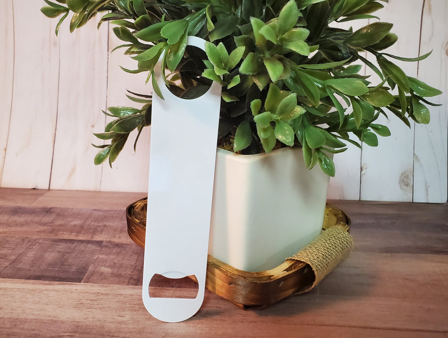 Sublimation pub style bottle opener, gloss white, bar key, double-sided RTS