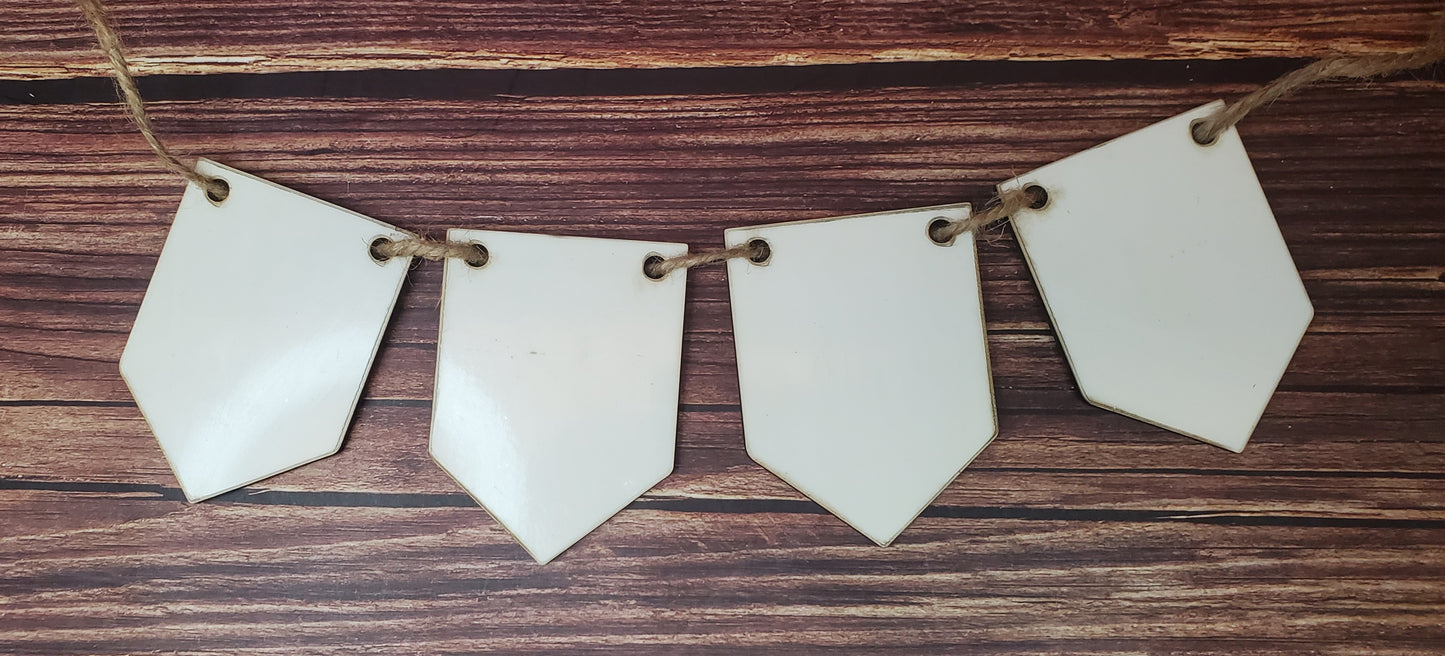 Sublimation MDF Mini Banner blanks, Mini Bunting Shapes, Mini bunting shapes, SET of 10, Laser cut blanks