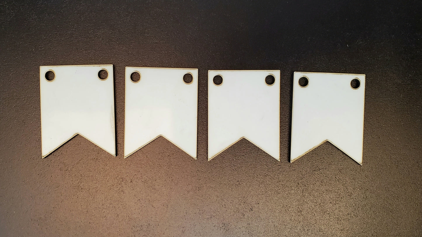 Sublimation MDF Mini Banner blanks, Mini Bunting Shapes, Mini bunting shapes, SET of 10, Laser cut blanks