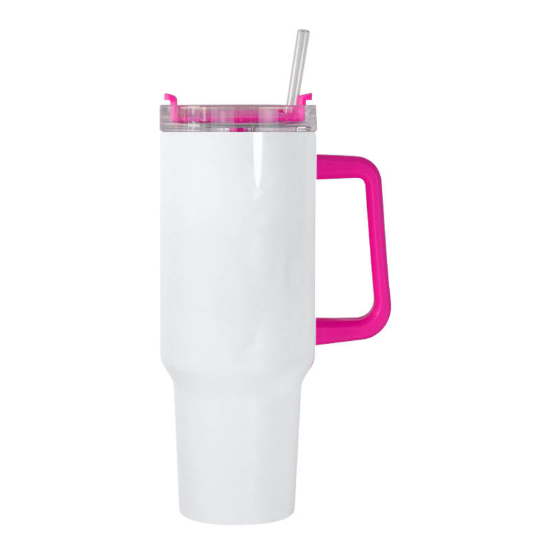 40oz Sublimation Blank Tumbler with Handle - Customizable Handle Colors - Ready to Ship (RTS)