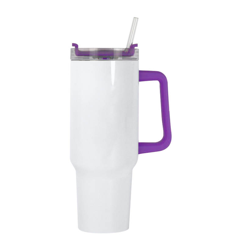 40oz Sublimation Blank Tumbler with Handle - Customizable Handle Colors - Ready to Ship (RTS)
