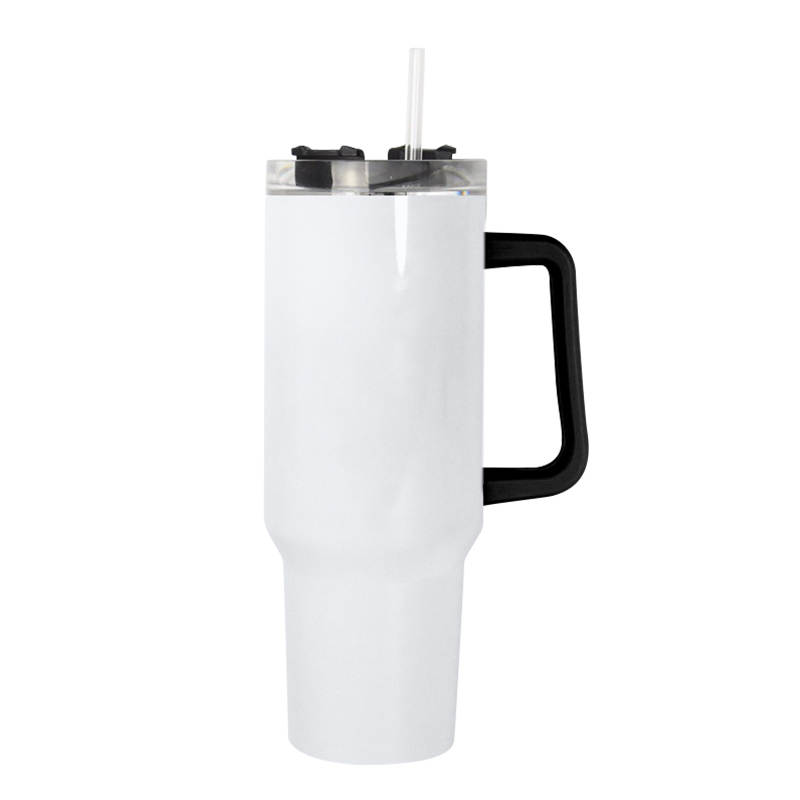 40oz Sublimation Blank Tumbler with Handle - Customizable Handle Colors - Ready to Ship (RTS)