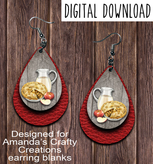Apple Pie Red Teardrop Earring Sublimation Design, Hand drawn Teardrop Sublimation earring design, digital download, JPG, PNG