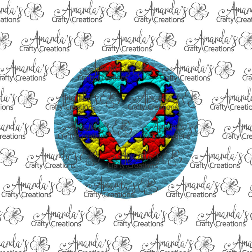 Aqua Heart Autism Awareness Puzzle Circle Earring Sublimation Design, Hand drawn Circle Sublimation earring design, digital download, JPG, PNG
