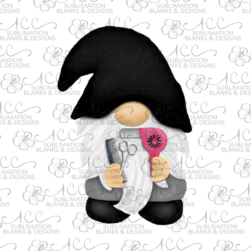 Black Hat Hair Stylist Gnome Earring Sublimation Design, Hand drawn Gnome Sublimation earring design, digital download, JPG, PNG