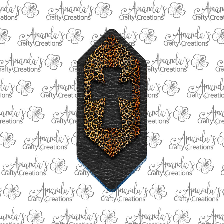 Black Leopard Cross Cutout Cascade Sublimation Earring Sublimation Design, Hand drawn Cascade Sublimation earring design, digital download, JPG, PNG