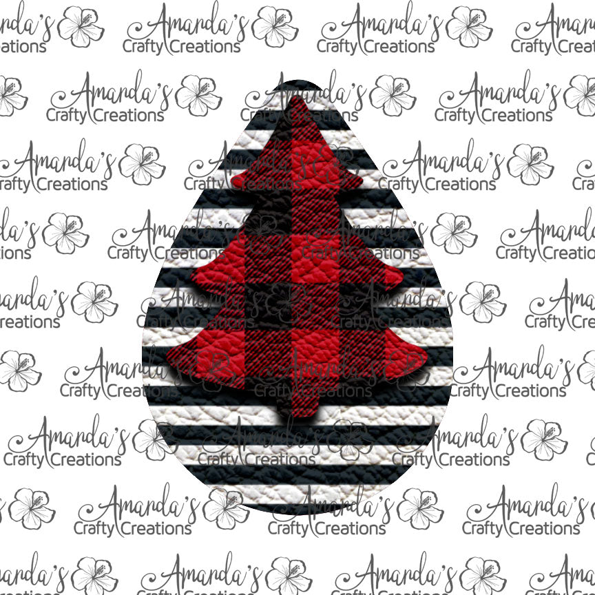 Black Stripe Buffalo Plaid Tree Teardrop Earring Sublimation Design, Hand drawn Teardrop Sublimation earring design, digital download, JPG, PNG