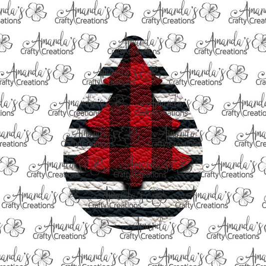 Black Stripe Buffalo Plaid Tree Teardrop Earring Sublimation Design, Hand drawn Teardrop Sublimation earring design, digital download, JPG, PNG