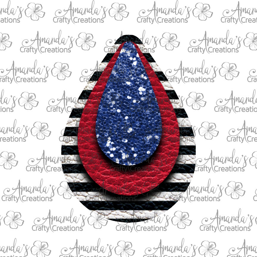 Black Stripe Red Blue Chunk Teardrop Earring Sublimation Design, Hand drawn Teardrop Sublimation earring design, digital download, JPG, PNG