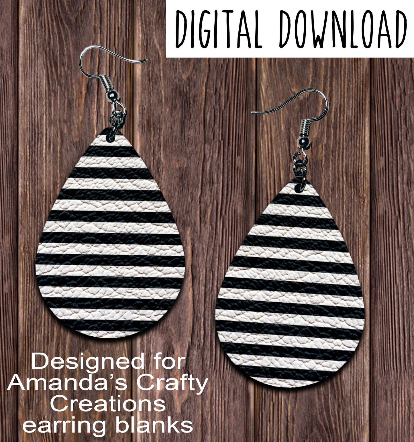 Black Stripe Teardrop Earring Sublimation Design, Hand drawn Teardrop Sublimation earring design, digital download, JPG, PNG