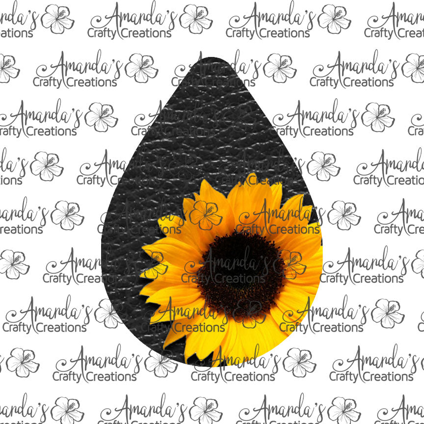 Black Sunflower Teardrop Earring Sublimation Design, Hand drawn Teardrop Sublimation earring design, digital download, JPG, PNG