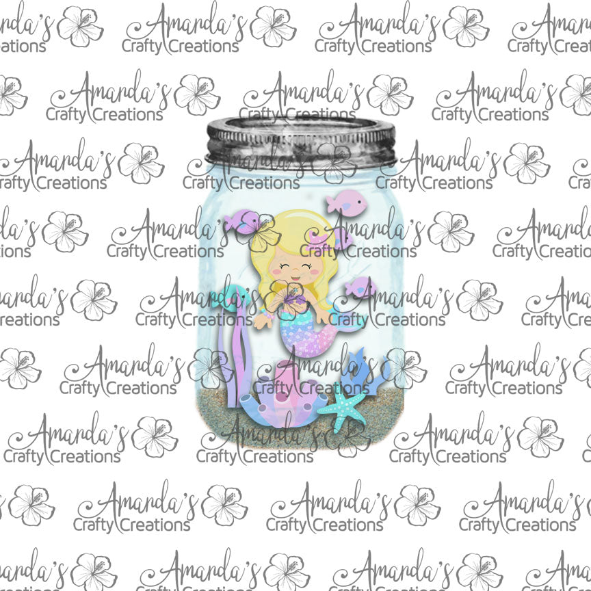 Blonde Mermaid Mason Jar Earring Sublimation Design, Hand drawn Mason Jar Sublimation earring design, digital download, JPG, PNG