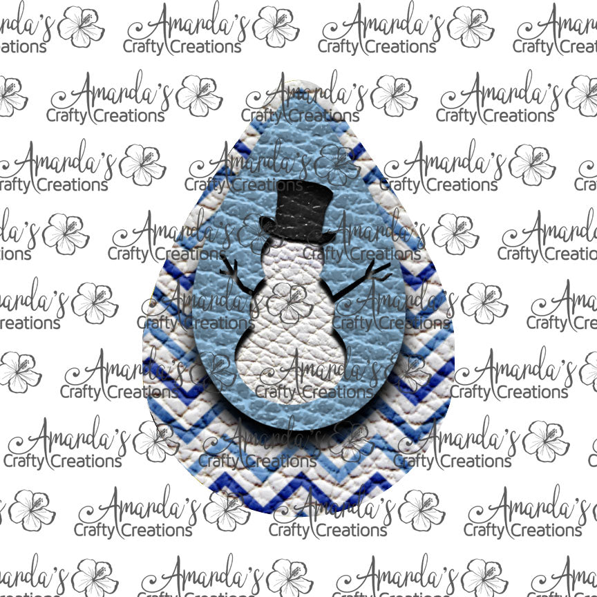 Blue Chevron Snowman Teardrop Earring Sublimation Design, Hand drawn Teardrop Sublimation earring design, digital download, JPG, PNG