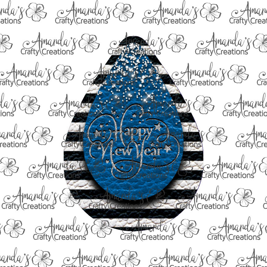 Blue Glitter Falling New Year Teardrop Earring Sublimation Design, Hand drawn Teardrop Sublimation earring design, digital download, JPG, PNG