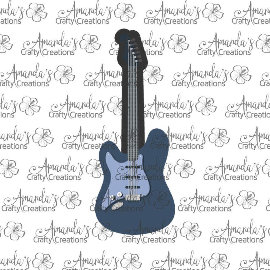 Blue Grey Electric Guitar Earring Sublimation Design, Hand drawn Guitar Sublimation earring design, digital download, JPG, PNG