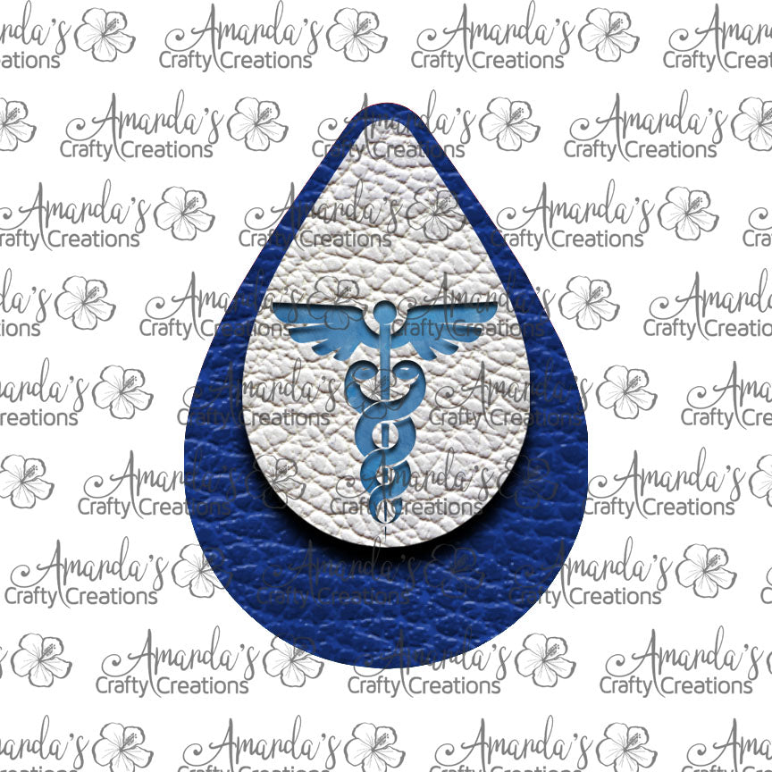 Blue Medical Symbol Teardrop Earring Sublimation Design, Hand drawn Teardrop Sublimation earring design, digital download, JPG, PNG