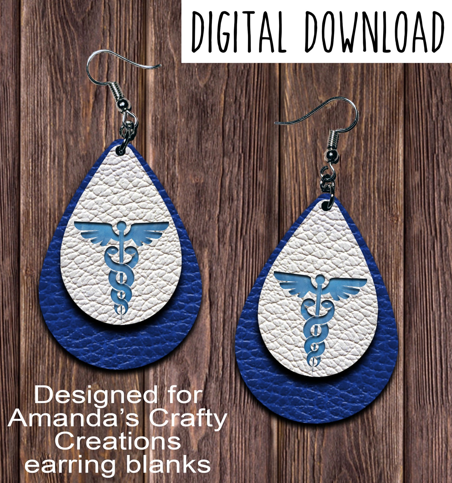 Blue Medical Symbol Teardrop Earring Sublimation Design, Hand drawn Teardrop Sublimation earring design, digital download, JPG, PNG