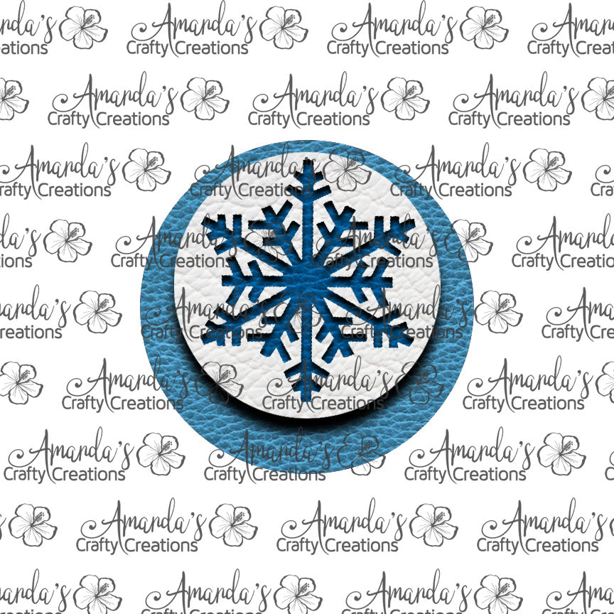 Blue White Snowflake Circle Earring Sublimation Design, Hand drawn Circle Sublimation earring design, digital download, JPG, PNG