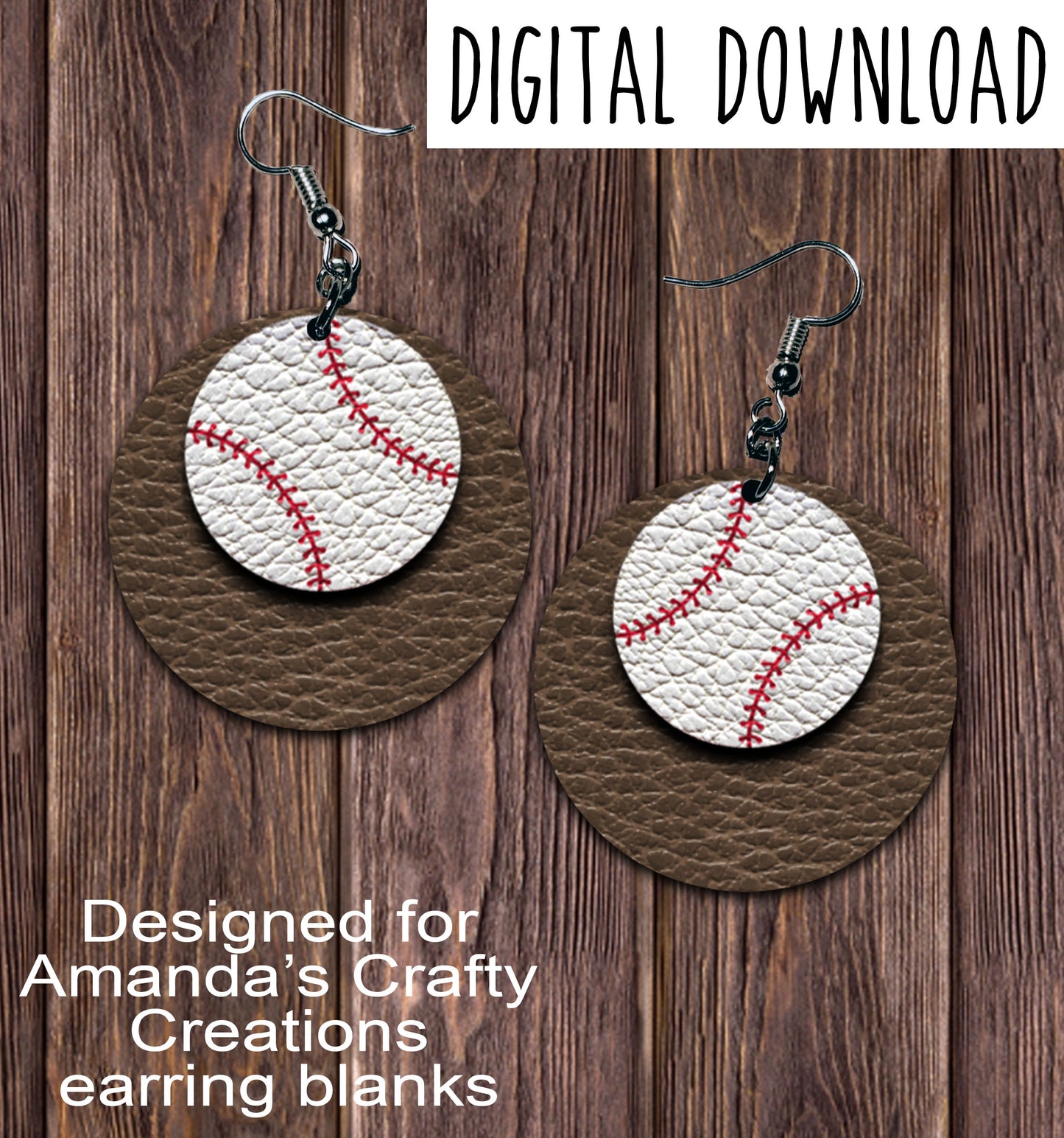 Brown Baseball Circle Earring Sublimation Design, Hand drawn Circle Sublimation earring design, digital download, JPG, PNG