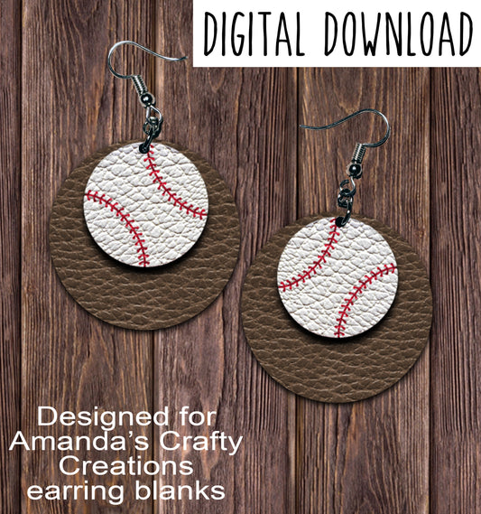Brown Baseball Circle Earring Sublimation Design, Hand drawn Circle Sublimation earring design, digital download, JPG, PNG