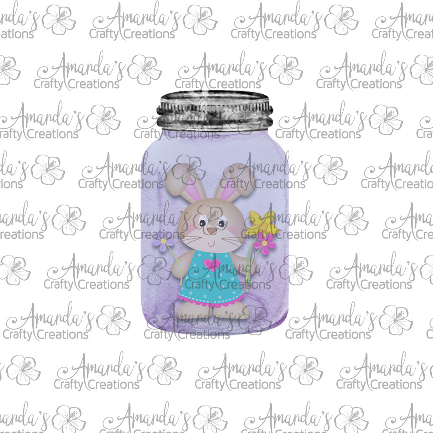 Brown Bunny Purple Mason Jar Earring Sublimation Design, Hand drawn Mason Jar Sublimation earring design, digital download, JPG, PNG
