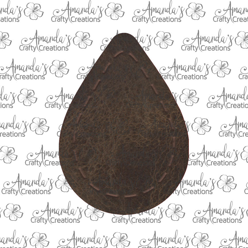 Brown Leather Stitched Teardrop Earring Sublimation Design, Hand drawn Teardrop Sublimation earring design, digital download, JPG, PNG