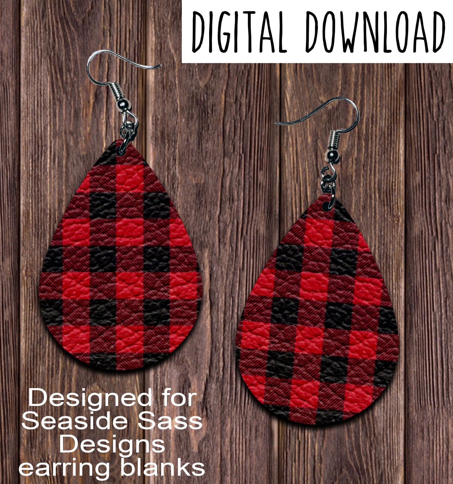 Buffalo Plaid Teardrop Earring Sublimation Design, Hand drawn Teardrop Sublimation earring design, digital download, JPG, PNG