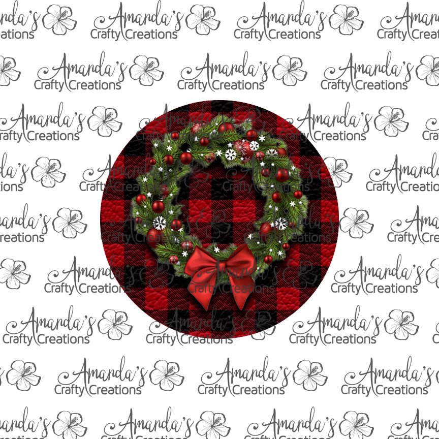 Buffalo Plaid Wreath Circle Earring Sublimation Design, Hand drawn Circle Sublimation earring design, digital download, JPG, PNG