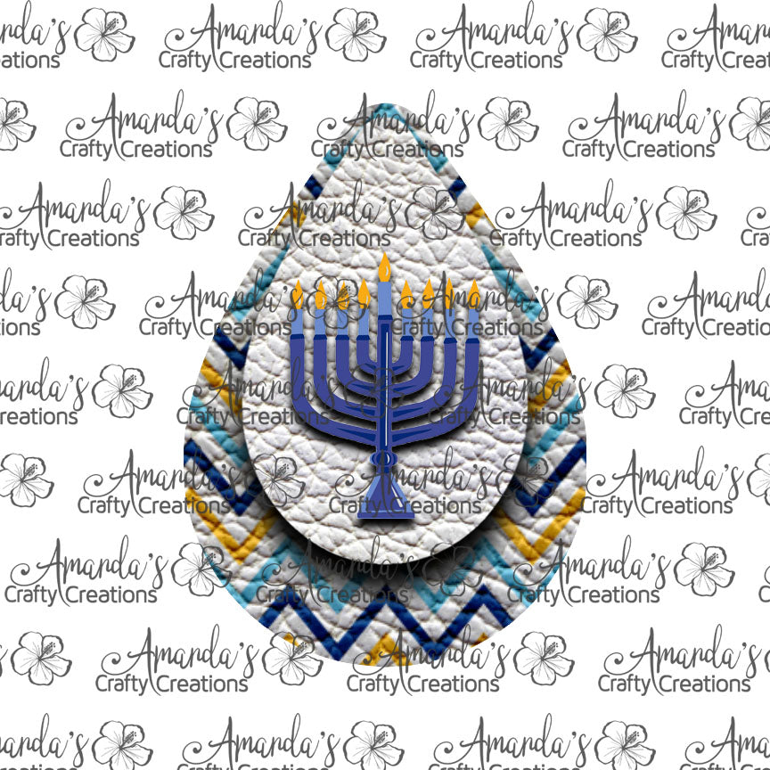 Chevron Menorah Teardrop Earring Sublimation Design, Hand drawn Teardrop Sublimation earring design, digital download, JPG, PNG