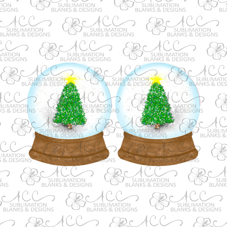 Snow Globe Christmas Tree Earring Sublimation Design, Hand drawn Snow Globe Sublimation earring design, digital download, JPG, PNG