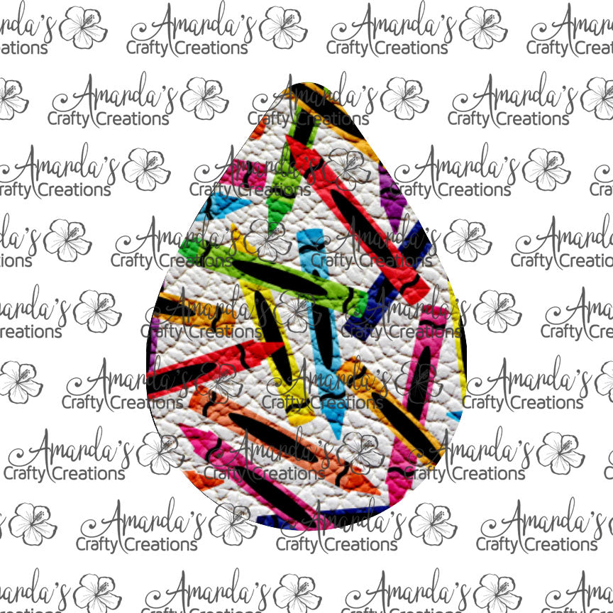 Crayon Teardrop Earring Sublimation Design, Hand drawn Teardrop Sublimation earring design, digital download, JPG, PNG