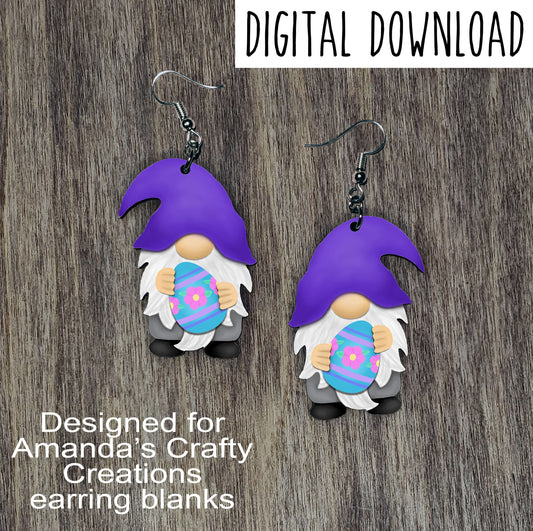 Easter Egg Gnome Earring Sublimation Design, Hand drawn Gnome Sublimation earring design, digital download, JPG, PNG