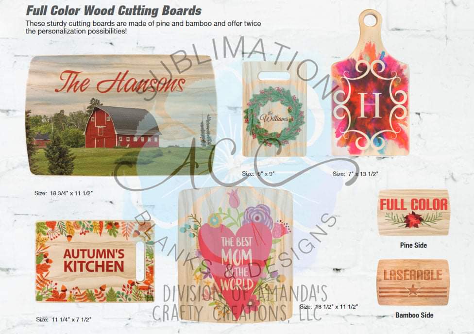 Engraveable and sublimatable Cutting Board, Bamboo and pine cutting bo –  ACC Sublimation Blanks & Designs