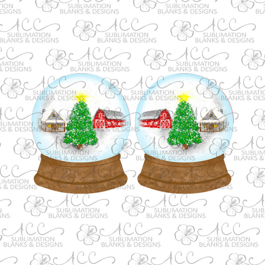 Snow Globe Farmhouse Earring Sublimation Design, Hand drawn Snow Globe Sublimation earring design, digital download, JPG, PNG