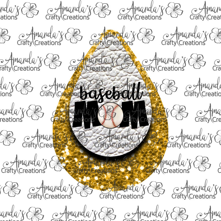 Gold Chunk Baseball Mom Teardrop Earring Sublimation Design, Hand drawn Teardrop Sublimation earring design, digital download, JPG, PNG